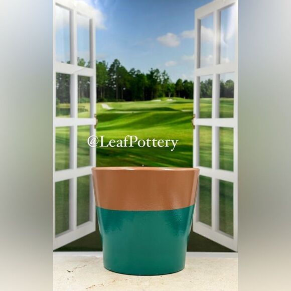 Rayon Green/Brown Clay Planter Pot with Drainage Hole - Picture 5 of 10